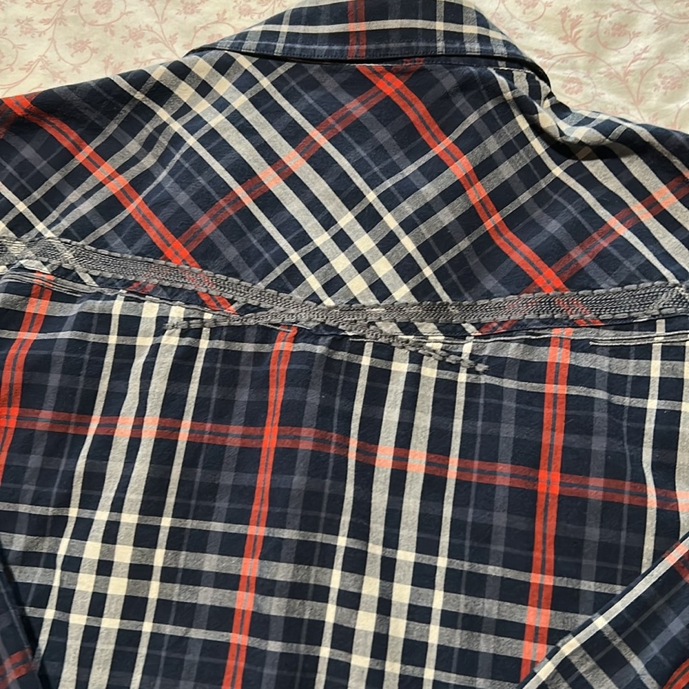 Ariat Pearl Snap Retro Fit Red Long Sleeve Shirt‎ Men's Size XXL Navy/red - Picture 7 of 7